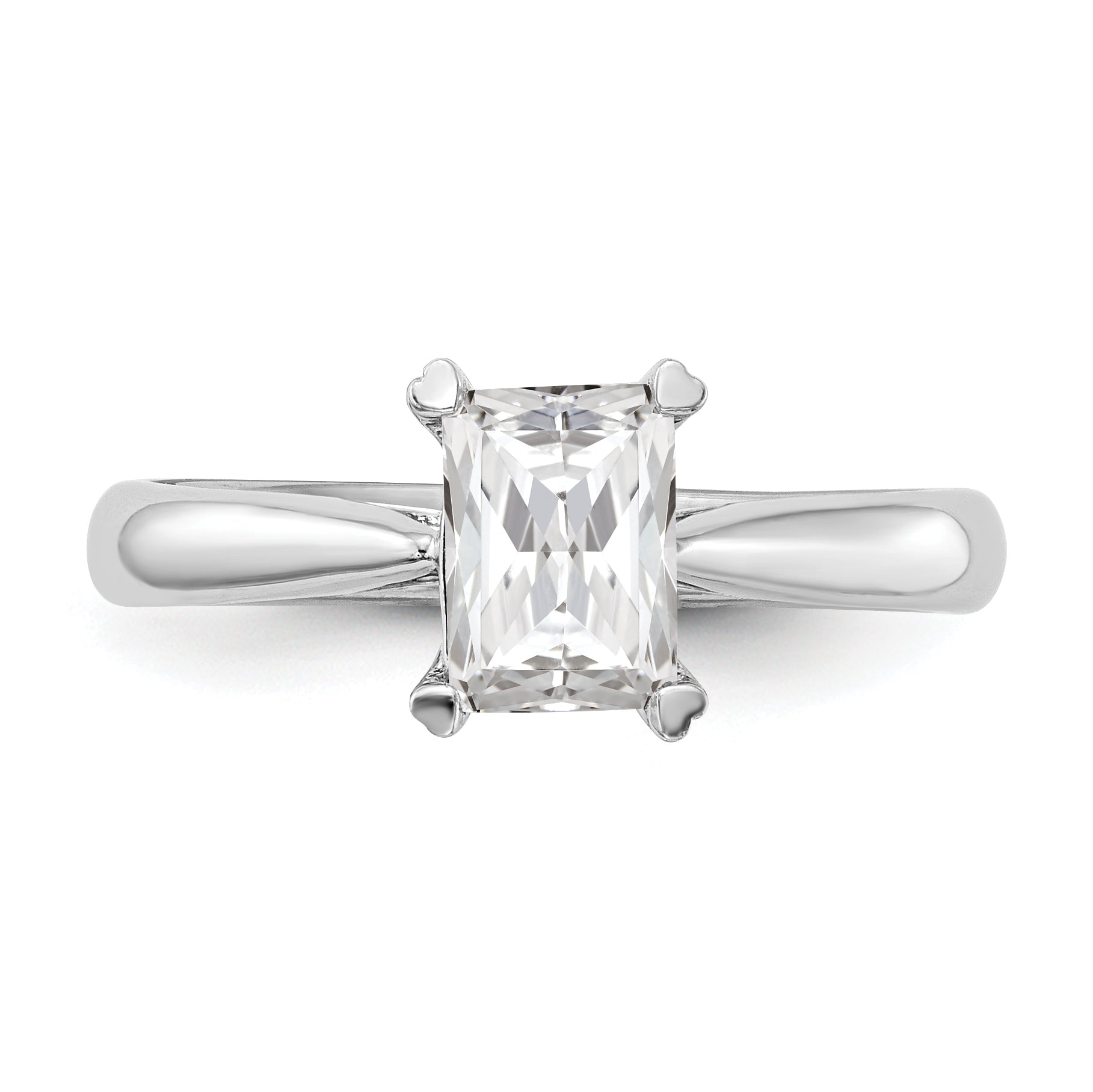 0.25ct. CZ Solid Real 14k White Gold Emerald Solitaire Engagement Ring