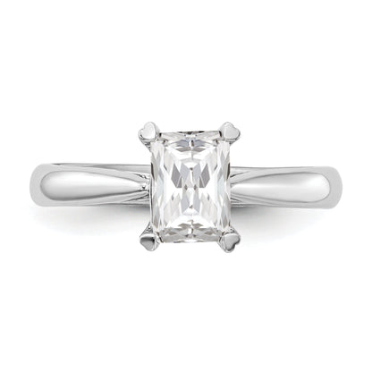 0.25ct. CZ Solid Real 14k White Gold Emerald Solitaire Engagement Ring
