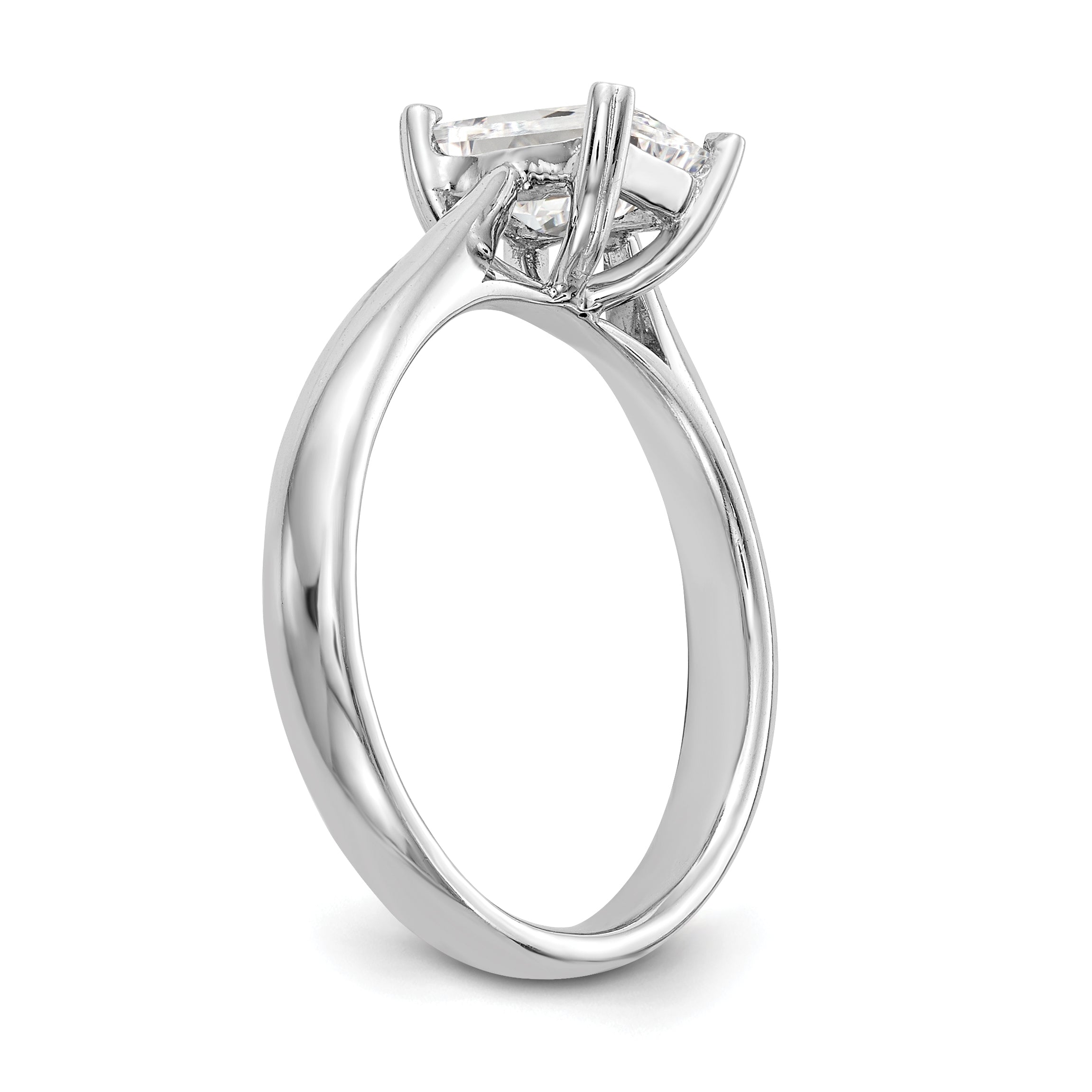 0.25ct. CZ Solid Real 14k White Gold Emerald Solitaire Engagement Ring