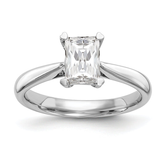 0.25ct. CZ Solid Real 14k White Gold Emerald Solitaire Engagement Ring