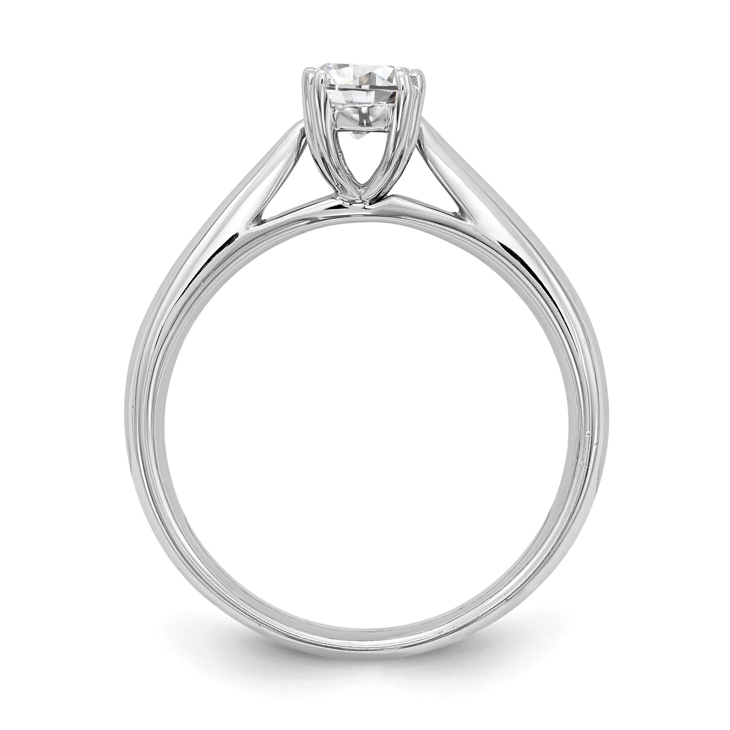 0.25ct. CZ Solid Real 14K White Gold Oval Solitaire Engagement Ring Polished Engagement Ring