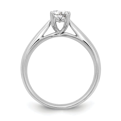 0.25ct. CZ Solid Real 14K White Gold Oval Solitaire Engagement Ring Polished Engagement Ring