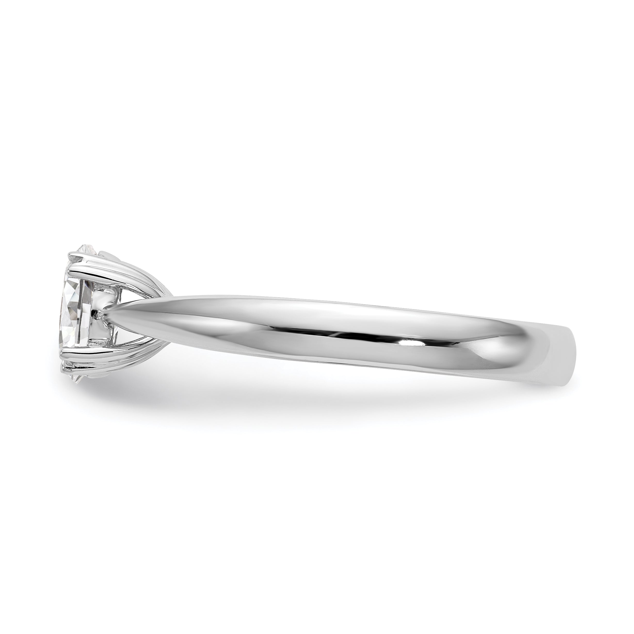 0.33ct. CZ Solid Real 14K White Gold Oval Solitaire Engagement Ring Polished Engagement Ring