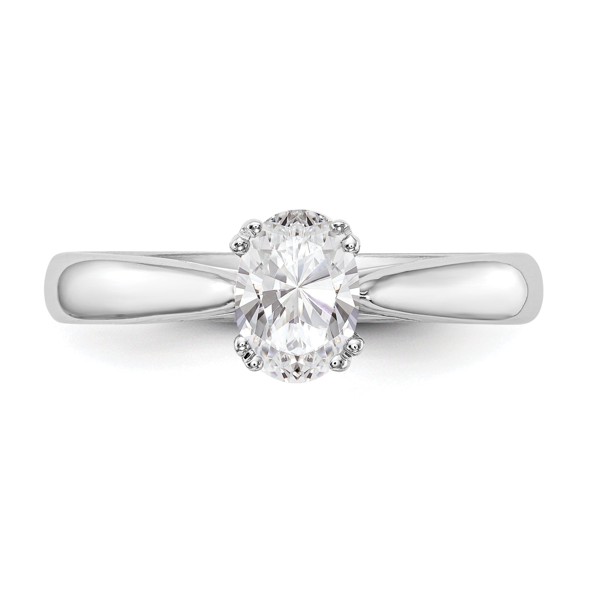 0.33ct. CZ Solid Real 14K White Gold Oval Solitaire Engagement Ring Polished Engagement Ring