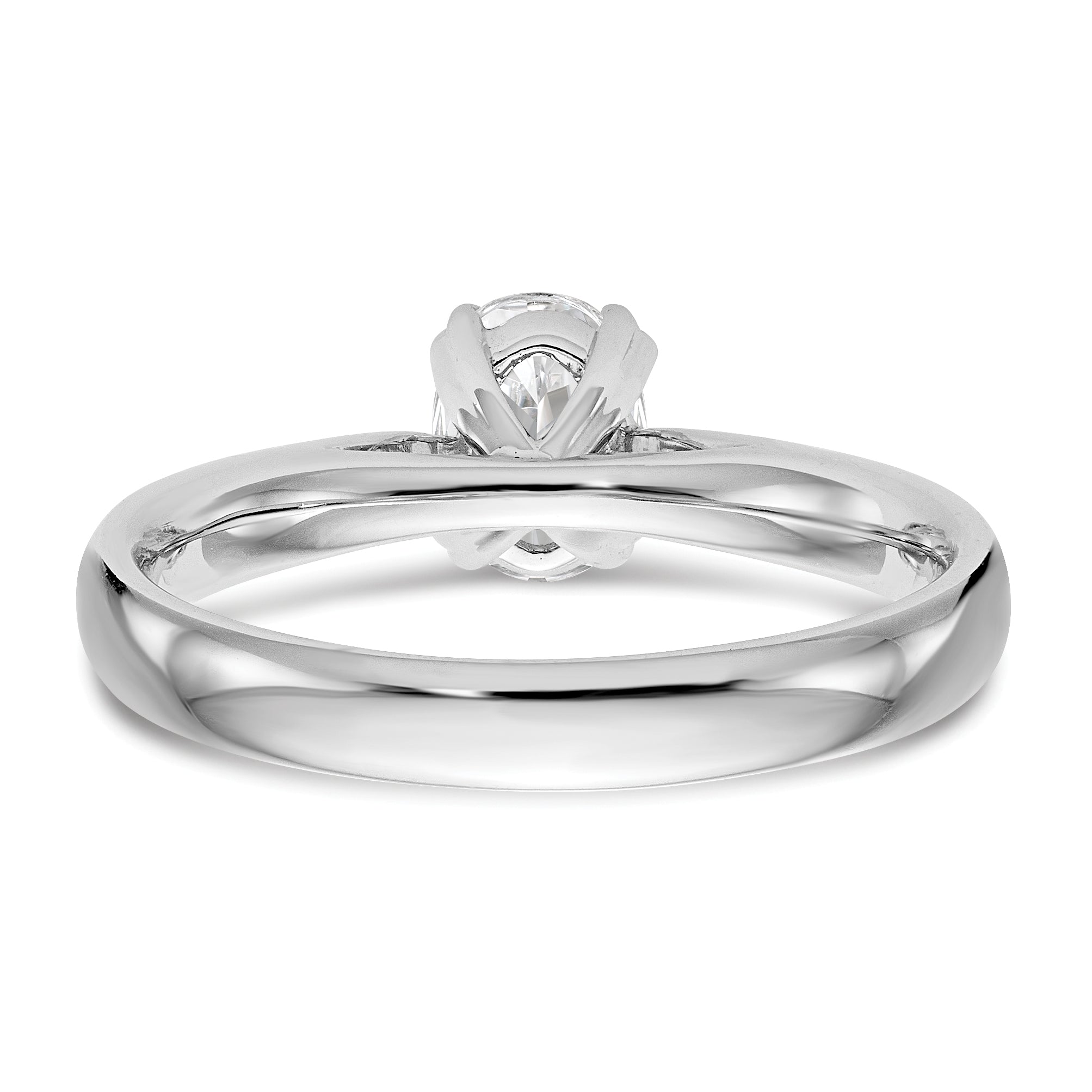 0.33ct. CZ Solid Real 14K White Gold Oval Solitaire Engagement Ring Polished Engagement Ring