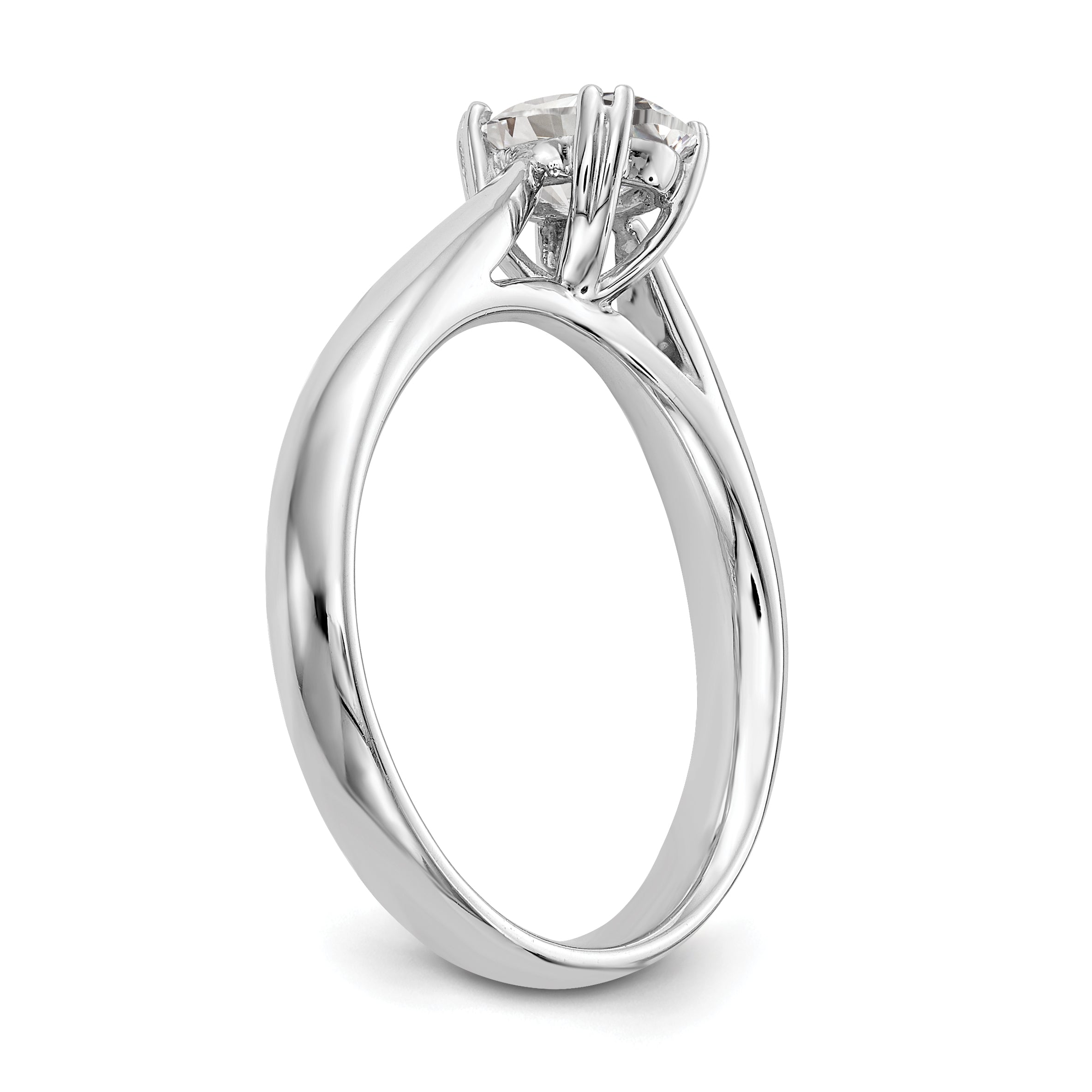 0.33ct. CZ Solid Real 14K White Gold Oval Solitaire Engagement Ring Polished Engagement Ring