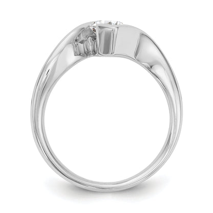 0.25ct. CZ Solid Real 14k White Gold Marquise Bezel Solitaire Engagement Ring