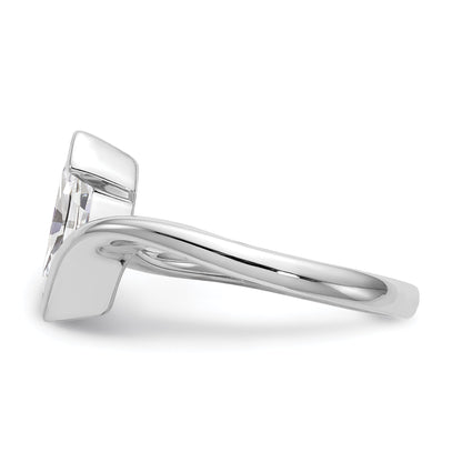 0.25ct. CZ Solid Real 14k White Gold Marquise Bezel Solitaire Engagement Ring