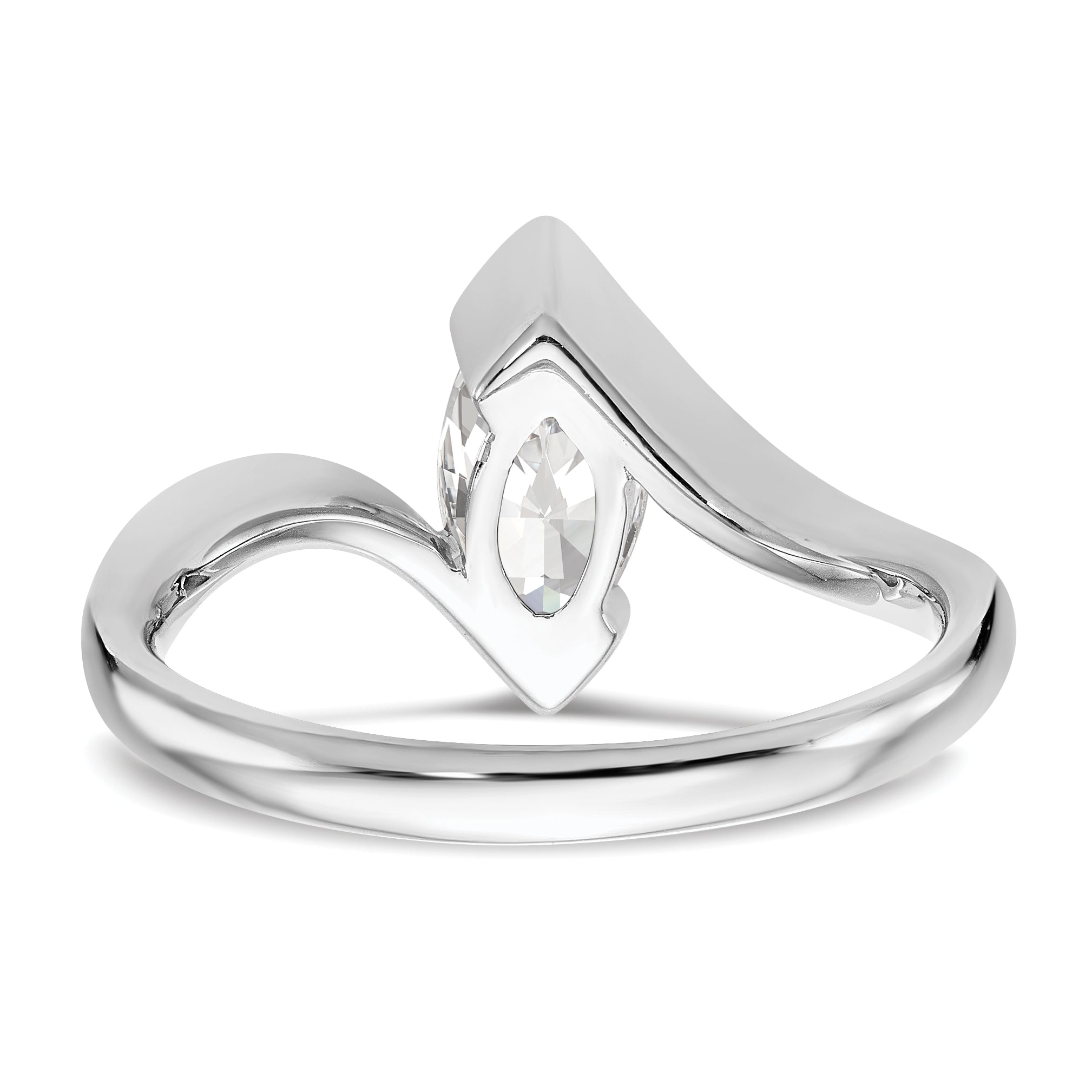 0.25ct. CZ Solid Real 14k White Gold Marquise Bezel Solitaire Engagement Ring