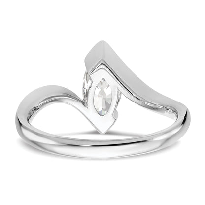 0.25ct. CZ Solid Real 14k White Gold Marquise Bezel Solitaire Engagement Ring