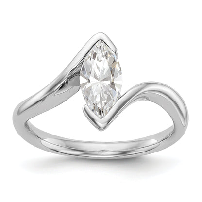 0.25ct. CZ Solid Real 14k White Gold Marquise Bezel Solitaire Engagement Ring