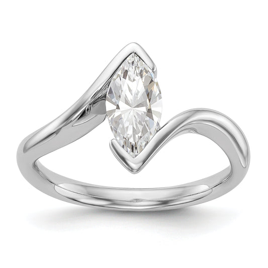 0.25ct. CZ Solid Real 14k White Gold Marquise Bezel Solitaire Engagement Ring