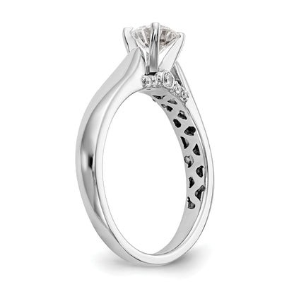 0.07ct. CZ Solid Real 14K White Gold Peg Set Engagement Ring