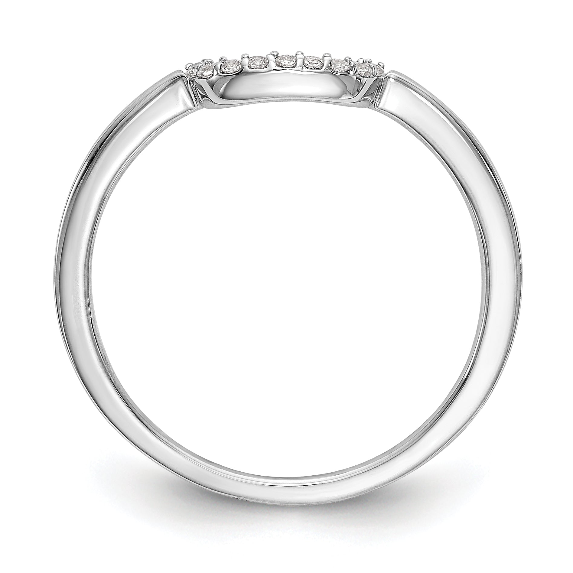 0.05ct. CZ Solid Real 14k White Gold Contour Wedding Band Ring