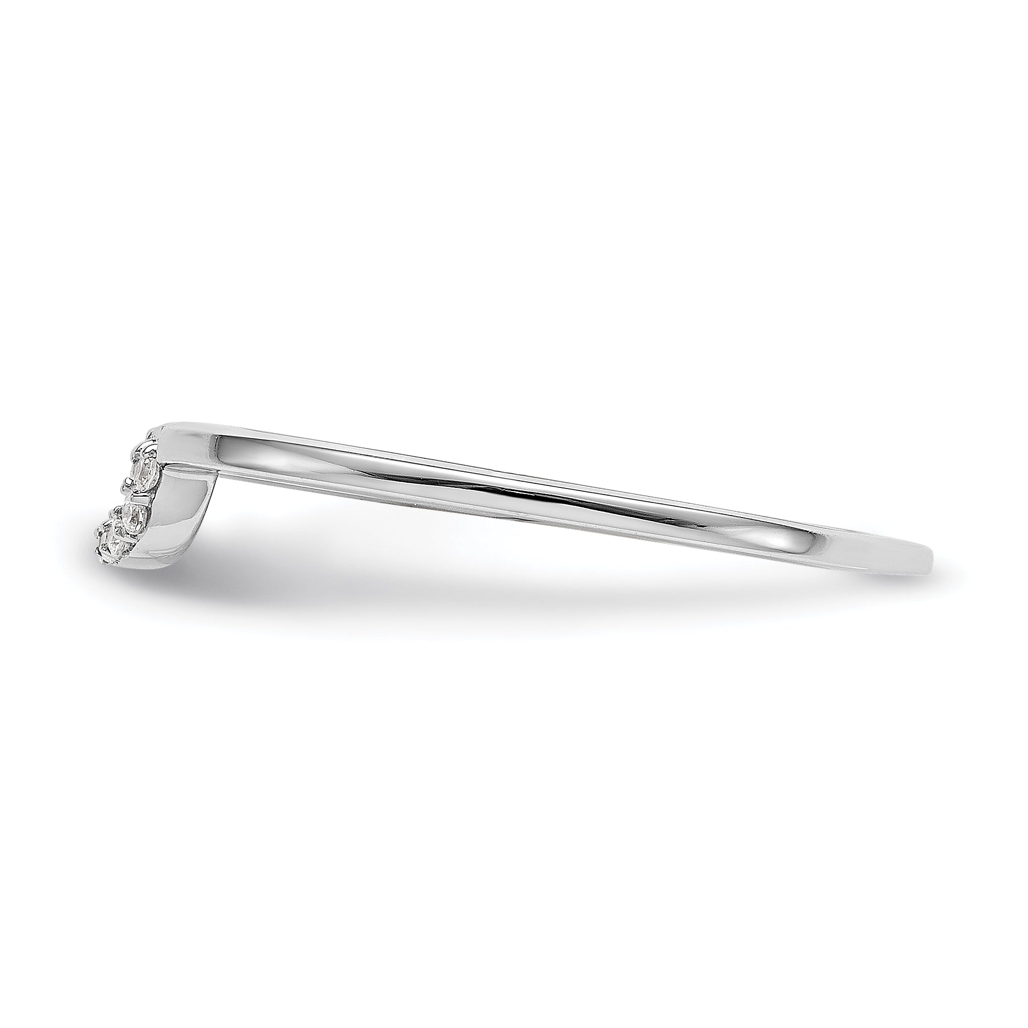 0.05ct. CZ Solid Real 14k White Gold Contour Wedding Band Ring