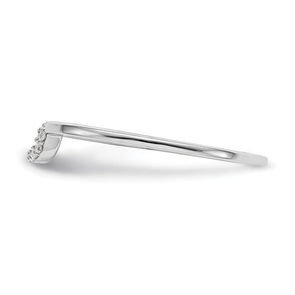 0.05ct. CZ Solid Real 14k White Gold Contour Wedding Band Ring