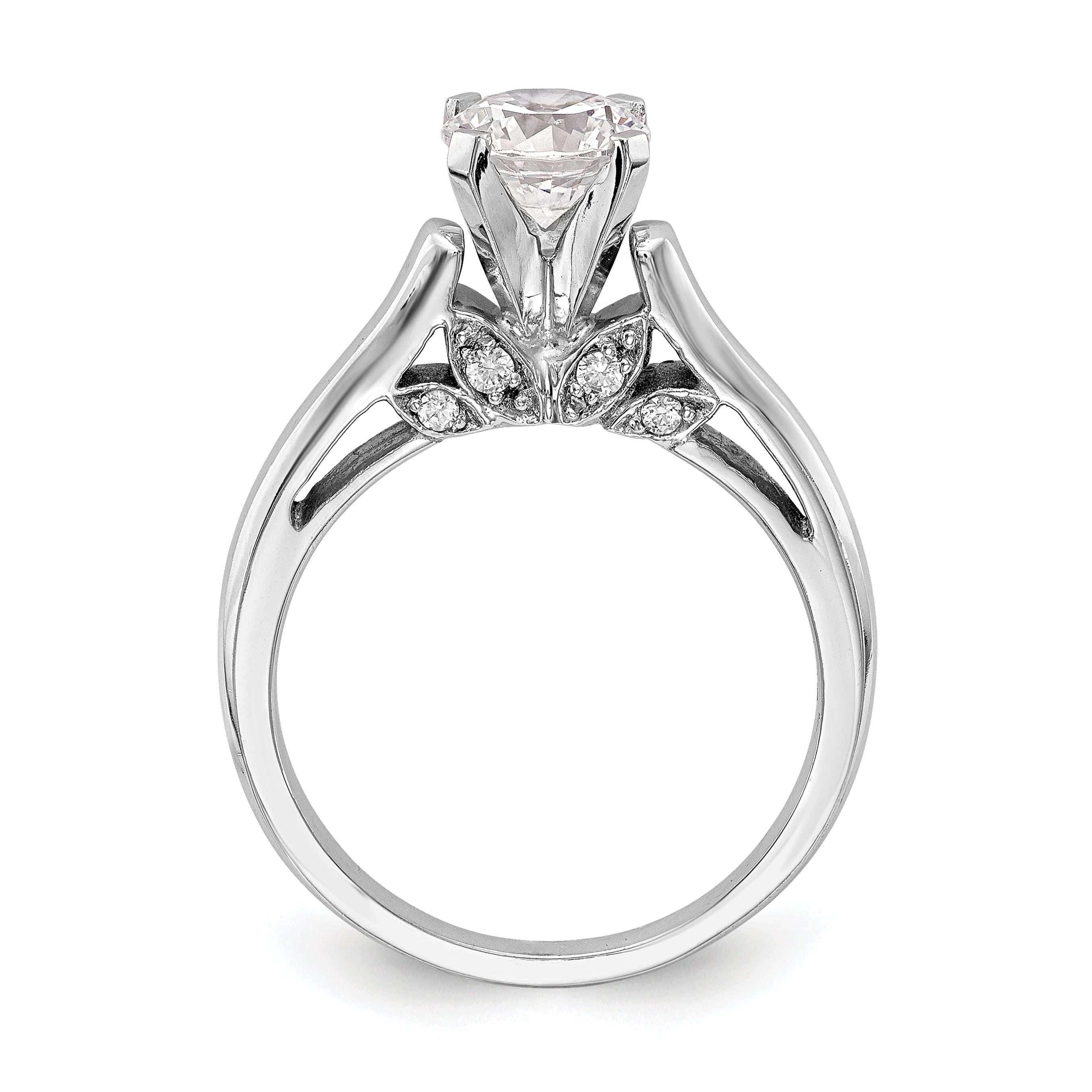 0.10ct. CZ Solid Real 14K White Gold Peg Set Solitaire Engagement Ring Engagement Ring