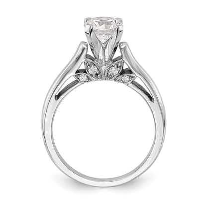 0.10ct. CZ Solid Real 14K White Gold Peg Set Solitaire Engagement Ring Engagement Ring