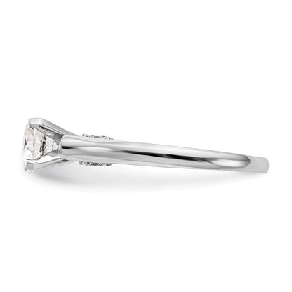 0.10ct. CZ Solid Real 14K White Gold Peg Set Solitaire Engagement Ring Engagement Ring