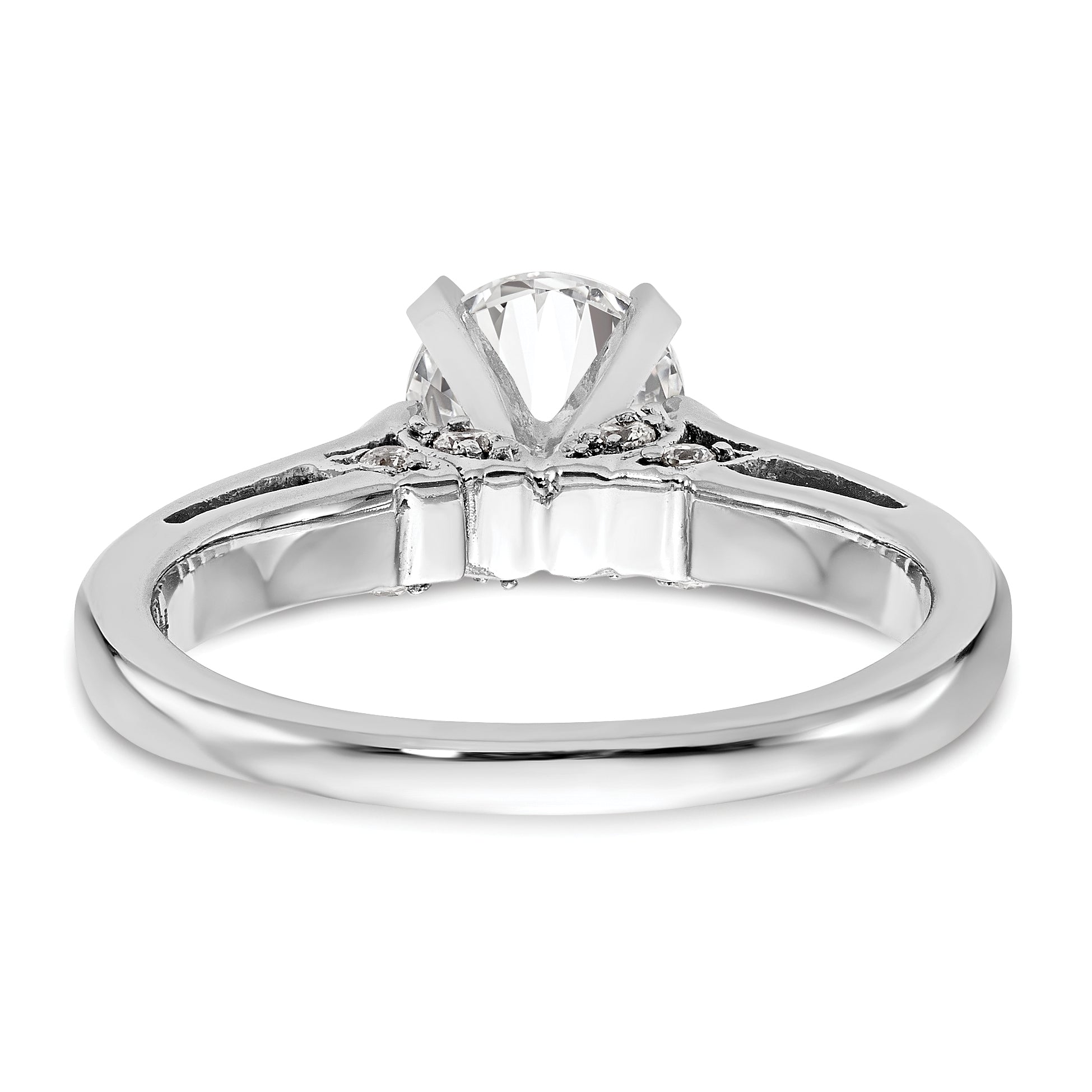 0.10ct. CZ Solid Real 14K White Gold Peg Set Solitaire Engagement Ring Engagement Ring