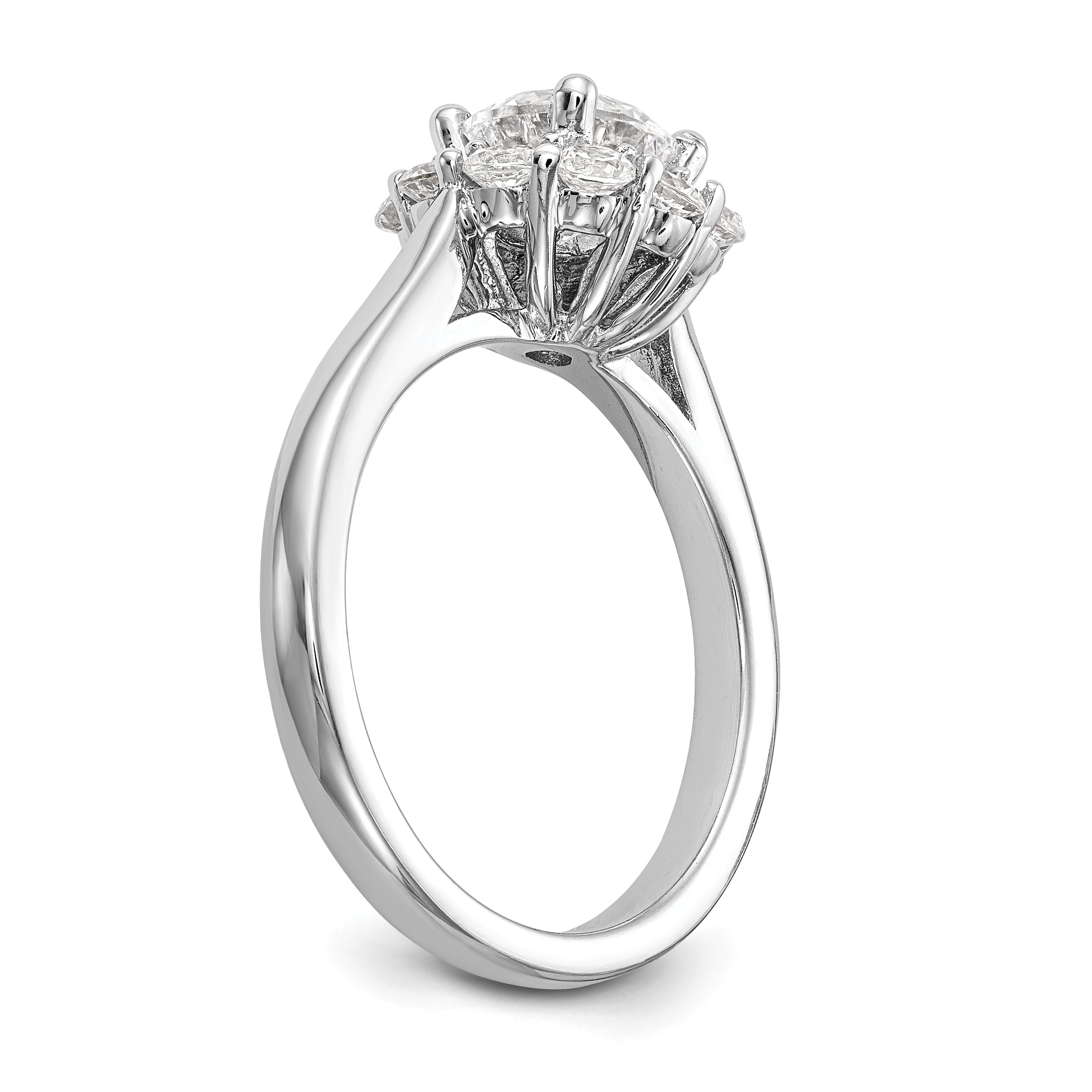 0.50ct. CZ Solid Real 14K White Gold Round Halo Engagement Ring