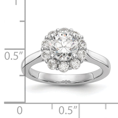 0.50ct. CZ Solid Real 14K White Gold Round Halo Engagement Ring