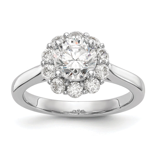 1.50ct. CZ Solid Real 14K White Gold Round Halo Engagement Ring