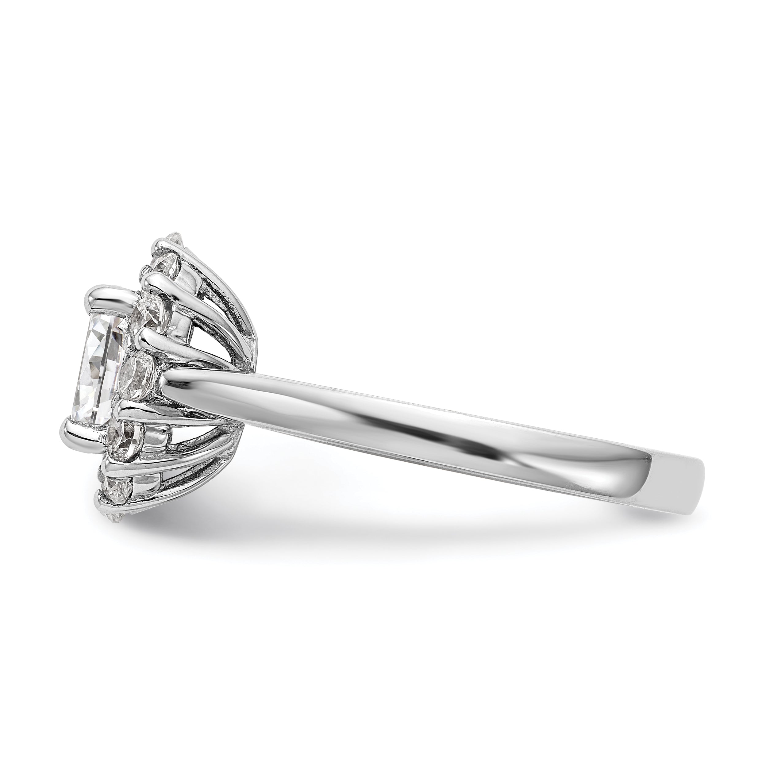 0.75ct. CZ Solid Real 14K White Gold Oval Halo Engagement Ring
