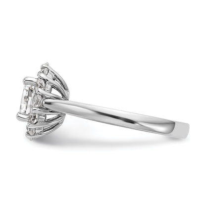 0.75ct. CZ Solid Real 14K White Gold Oval Halo Engagement Ring