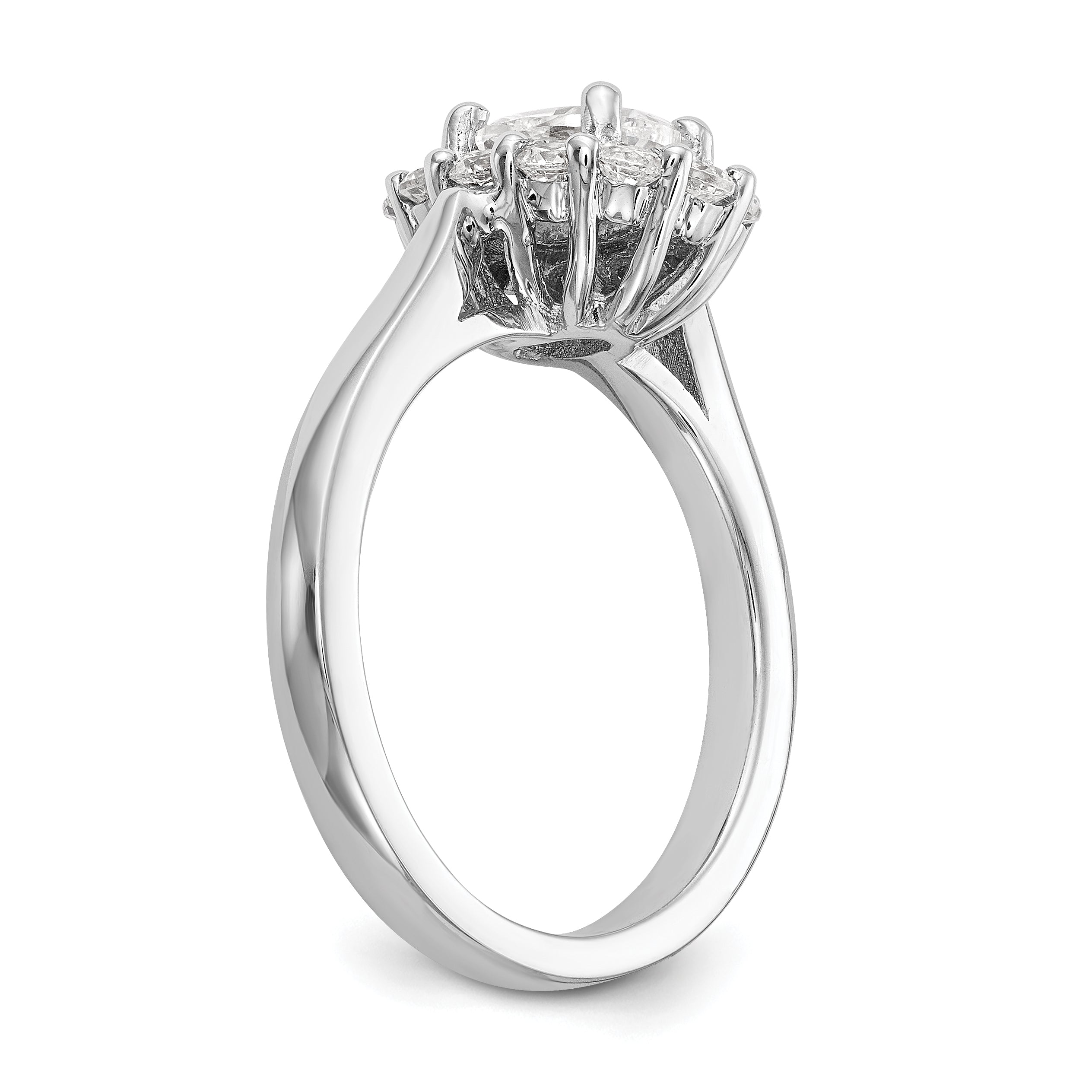 0.75ct. CZ Solid Real 14K White Gold Oval Halo Engagement Ring