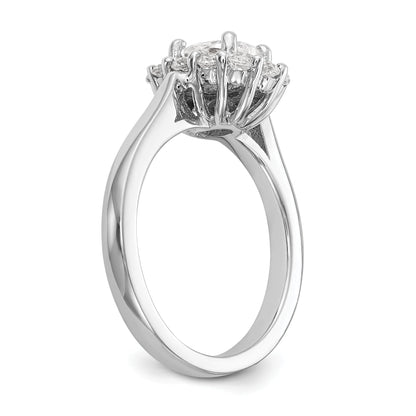 0.75ct. CZ Solid Real 14K White Gold Oval Halo Engagement Ring