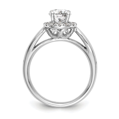 0.25ct. CZ Solid Real 14K White Gold Round Halo Engagement Ring