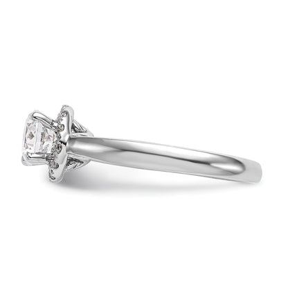 0.25ct. CZ Solid Real 14K White Gold Round Halo Engagement Ring