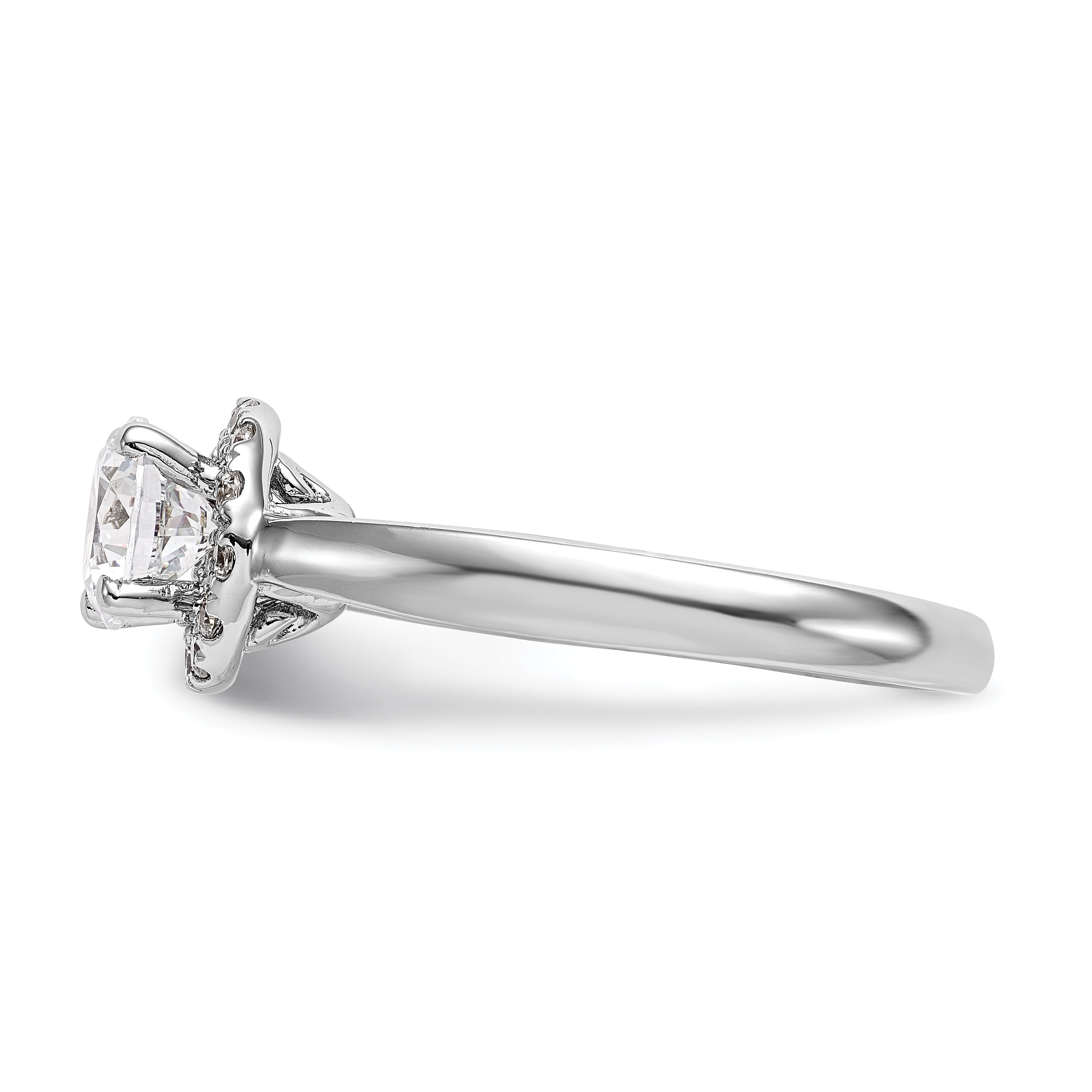 0.75ct. CZ Solid Real 14K White Gold Round Halo Engagement Ring