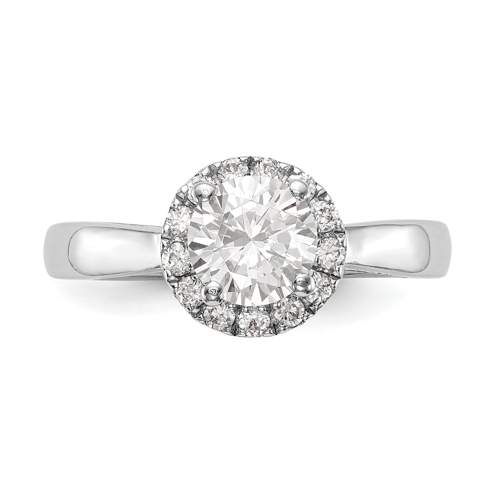 0.75ct. CZ Solid Real 14K White Gold Round Halo Engagement Ring