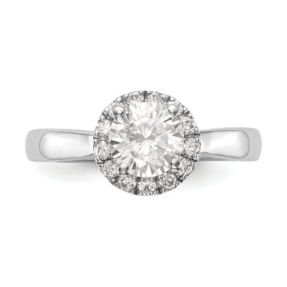 0.75ct. CZ Solid Real 14K White Gold Round Halo Engagement Ring