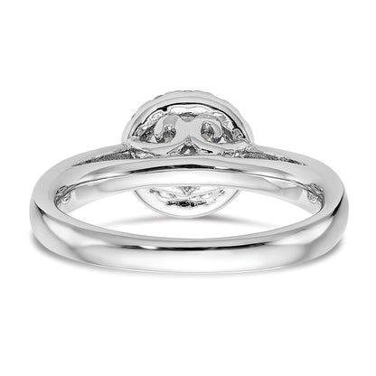 0.75ct. CZ Solid Real 14K White Gold Round Halo Engagement Ring