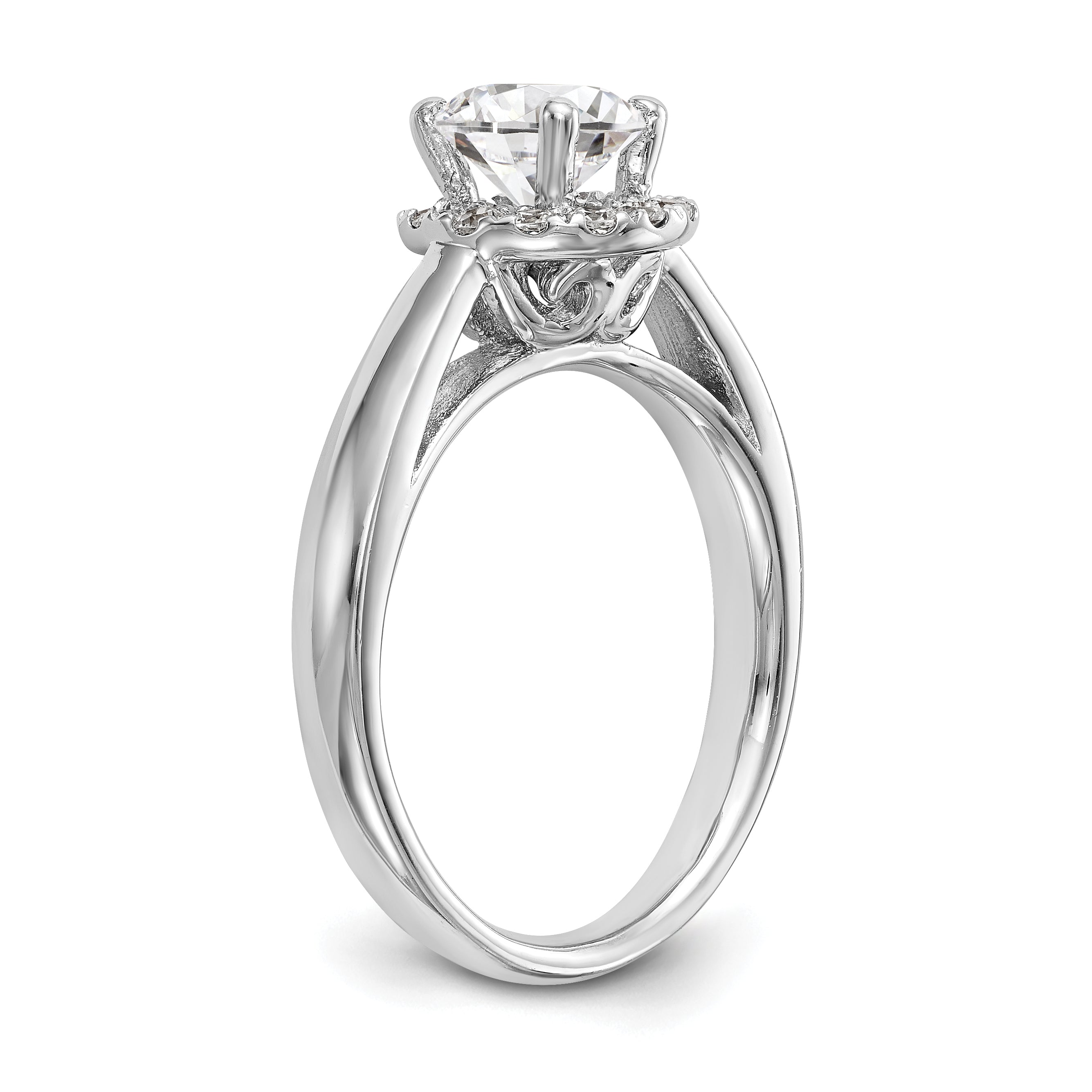 0.25ct. CZ Solid Real 14K White Gold Round Halo Engagement Ring