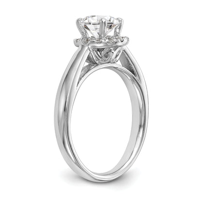 0.75ct. CZ Solid Real 14K White Gold Round Halo Engagement Ring