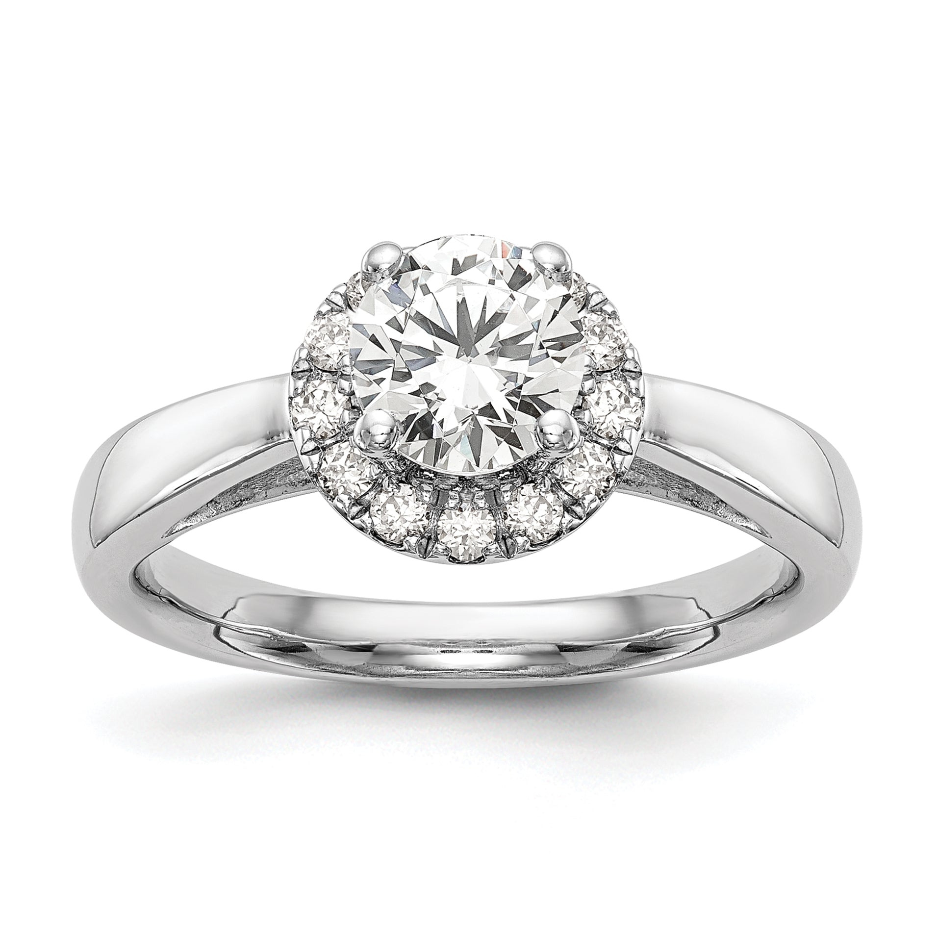 0.25ct. CZ Solid Real 14K White Gold Round Halo Engagement Ring