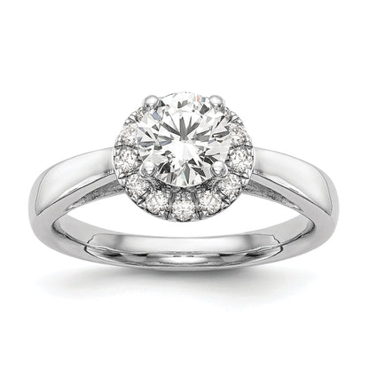 0.50ct. CZ Solid Real 14K White Gold Round Halo Engagement Ring