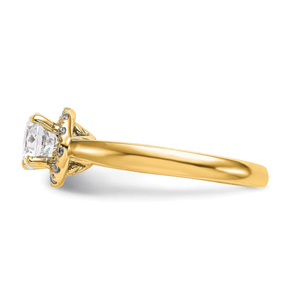 0.33ct. CZ Solid Real 14k Yellow Round Halo Engagement Ring