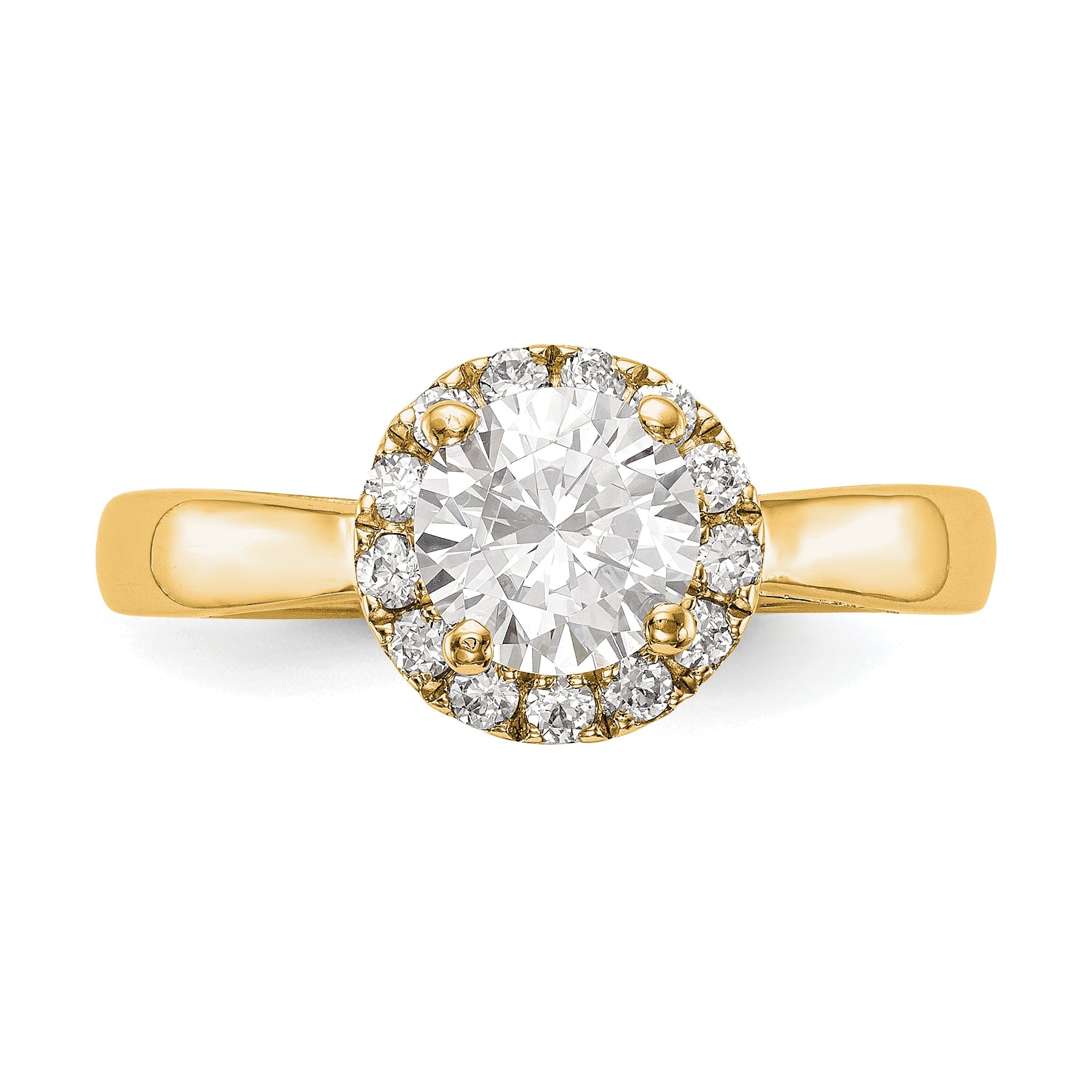 0.33ct. CZ Solid Real 14k Yellow Round Halo Engagement Ring