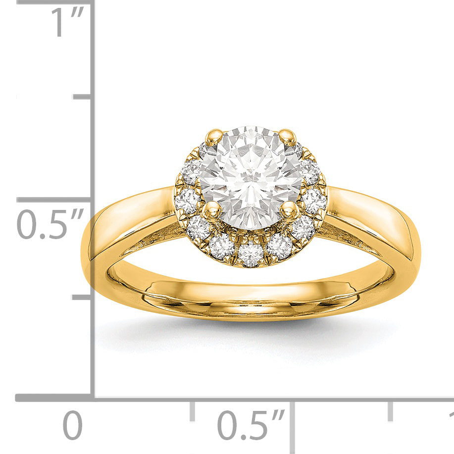 0.33ct. CZ Solid Real 14k Yellow Round Halo Engagement Ring