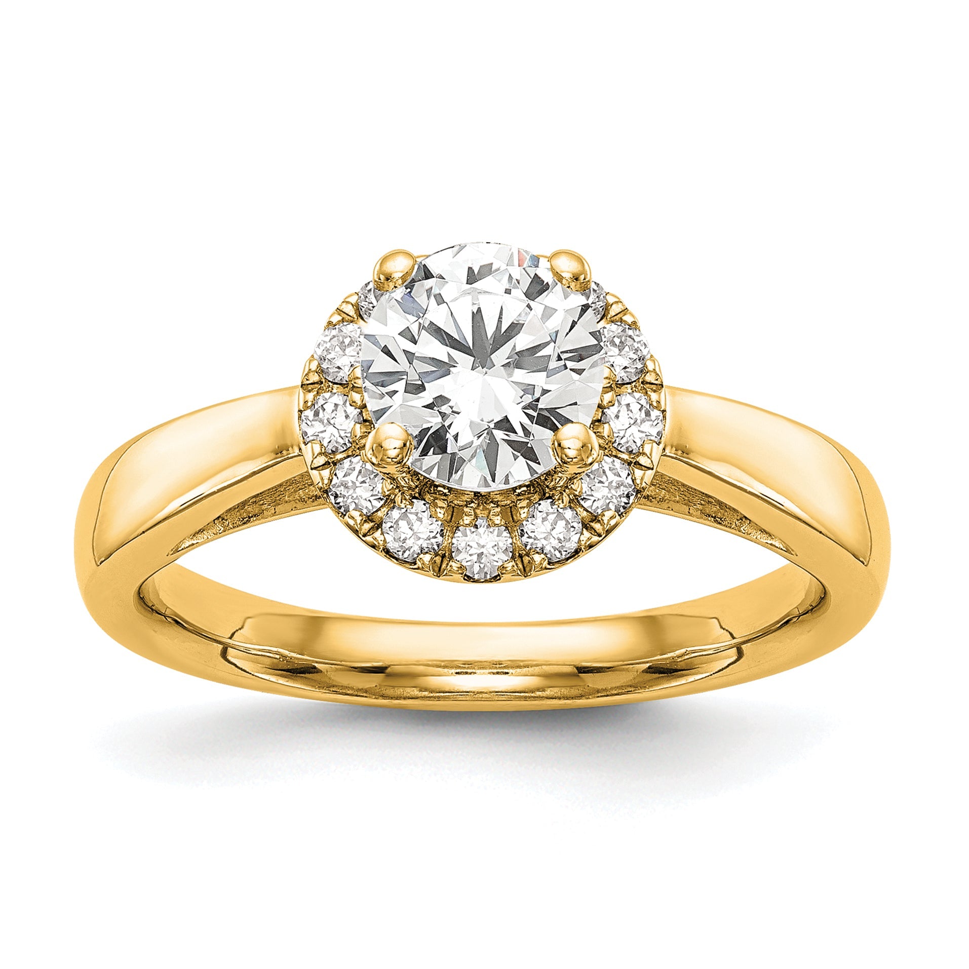 0.33ct. CZ Solid Real 14k Yellow Round Halo Engagement Ring
