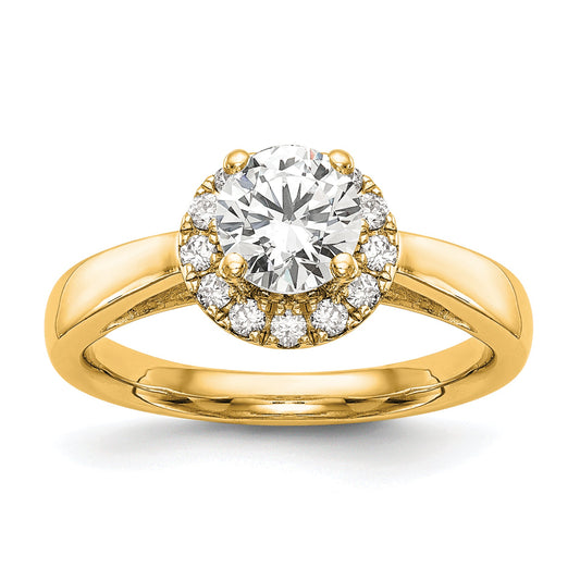 0.33ct. CZ Solid Real 14k Yellow Round Halo Engagement Ring