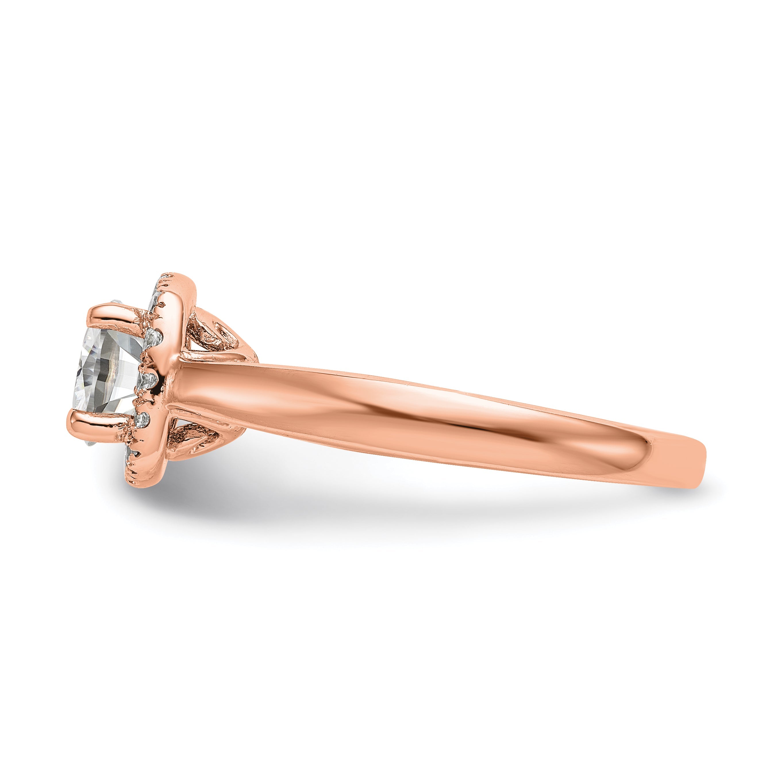 0.38ct. CZ Solid Real 14k Rose Round Halo Engagement Ring