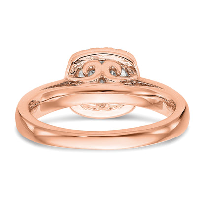 0.38ct. CZ Solid Real 14k Rose Round Halo Engagement Ring