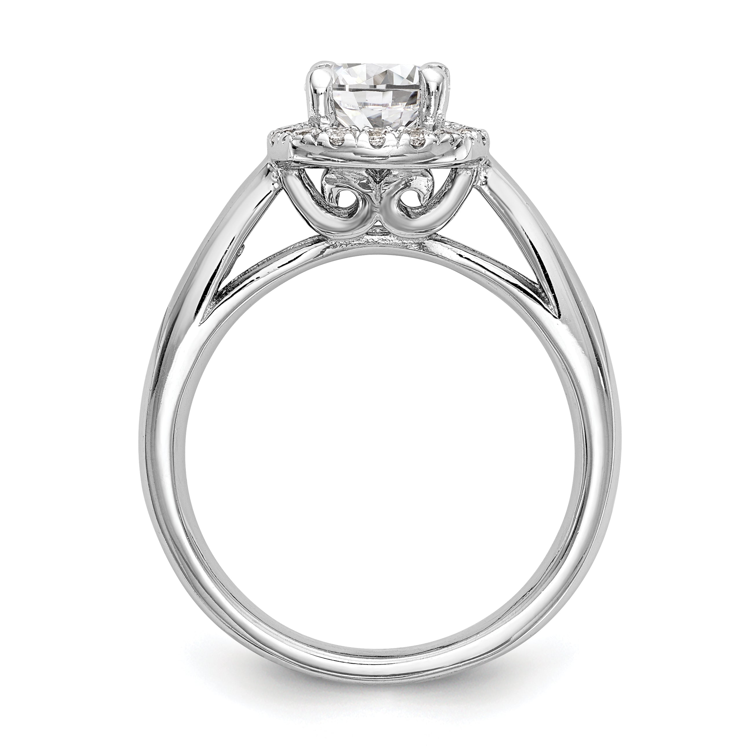 0.20ct. CZ Solid Real 14K White Gold Round Halo Engagement Ring