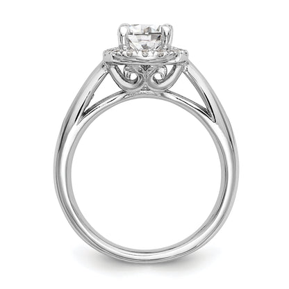 0.20ct. CZ Solid Real 14K White Gold Round Halo Engagement Ring